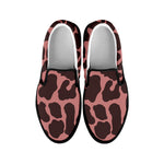 Red Brown Cow Print Black Slip On Sneakers