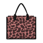 Red Brown Cow Print Canvas Tote Bag