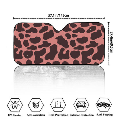 Red Brown Cow Print Car Windshield Sun Shade