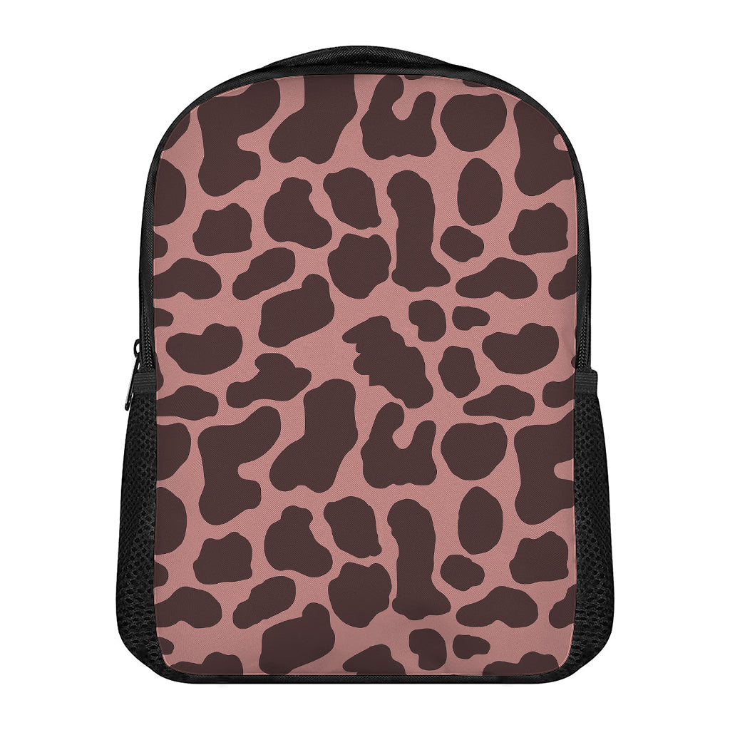 Red Brown Cow Print Casual Backpack