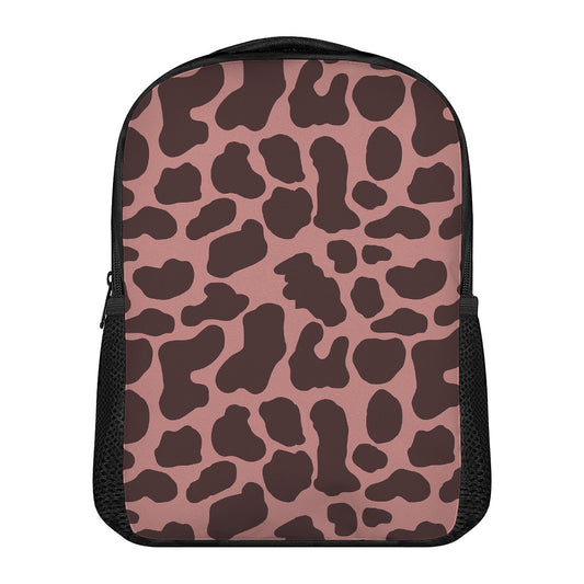 Red Brown Cow Print Casual Backpack