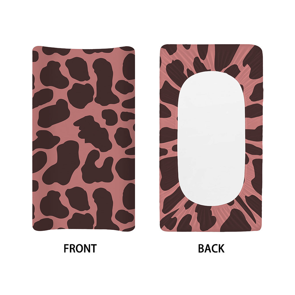 Red Brown Cow Print Changing Pad Cover