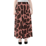 Red Brown Cow Print Chiffon Maxi Skirt