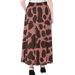 Red Brown Cow Print Chiffon Maxi Skirt