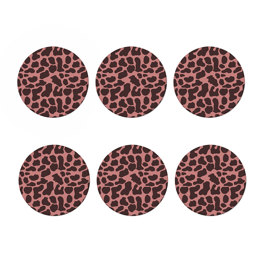 Red Brown Cow Print Coaster Set