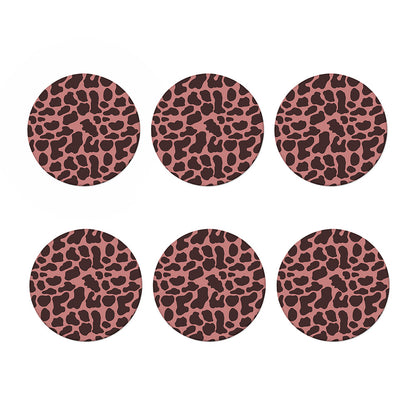Red Brown Cow Print Coaster Set