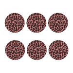 Red Brown Cow Print Coaster Set