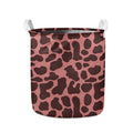 Red Brown Cow Print Collapsible Laundry Basket
