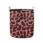 Red Brown Cow Print Collapsible Laundry Basket