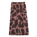 Red Brown Cow Print Cotton Front Slit Maxi Skirt