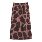 Red Brown Cow Print Cotton Front Slit Maxi Skirt