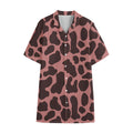 Red Brown Cow Print Cotton Hawaiian Shirt