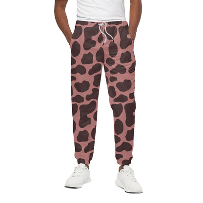 Red Brown Cow Print Cotton Pants