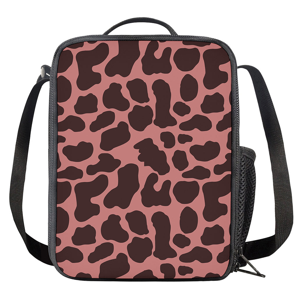 Red Brown Cow Print Crossbody Lunch Bag