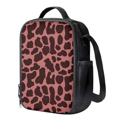 Red Brown Cow Print Crossbody Lunch Bag