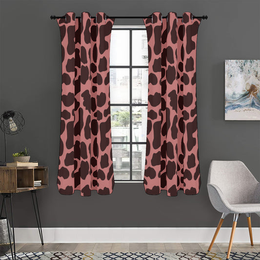 Red Brown Cow Print Curtain