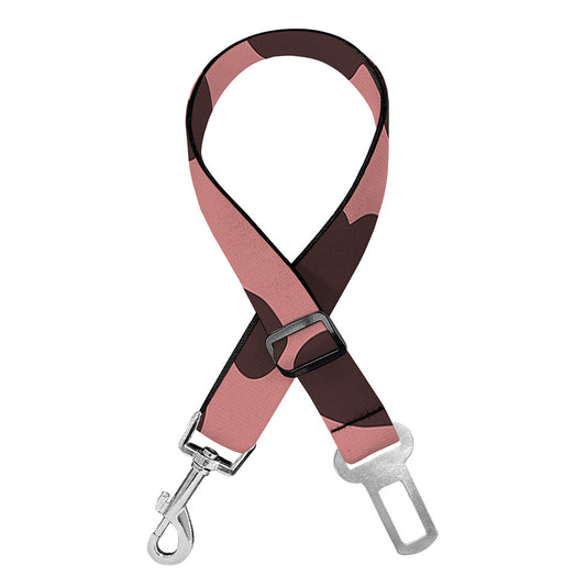 Red Brown Cow Print Dog Seat Belt