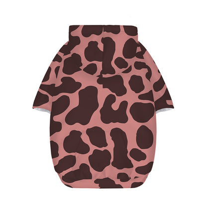 Red Brown Cow Print Dog Zip Up Hoodie