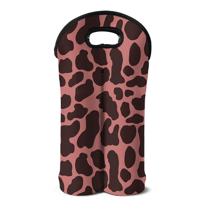 Red Brown Cow Print Double Neoprene Wine Tote