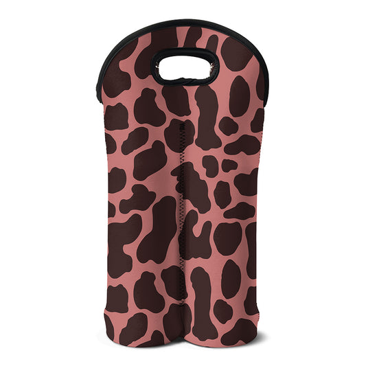 Red Brown Cow Print Double Neoprene Wine Tote