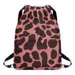 Red Brown Cow Print Drawstring Backpack