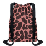 Red Brown Cow Print Drawstring Backpack