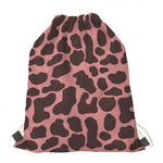 Red Brown Cow Print Drawstring Bag