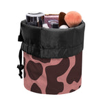 Red Brown Cow Print Drawstring Makeup Bag