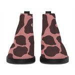 Red Brown Cow Print Flat Ankle Boots