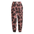 Red Brown Cow Print Fleece Lined Knit Pants