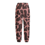 Red Brown Cow Print Fleece Lined Knit Pants