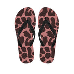 Red Brown Cow Print Flip Flops