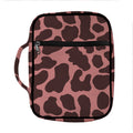 Red Brown Cow Print Front Pocket Bible Bag