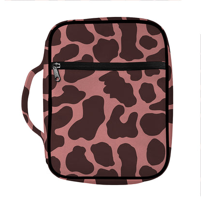 Red Brown Cow Print Front Pocket Bible Bag