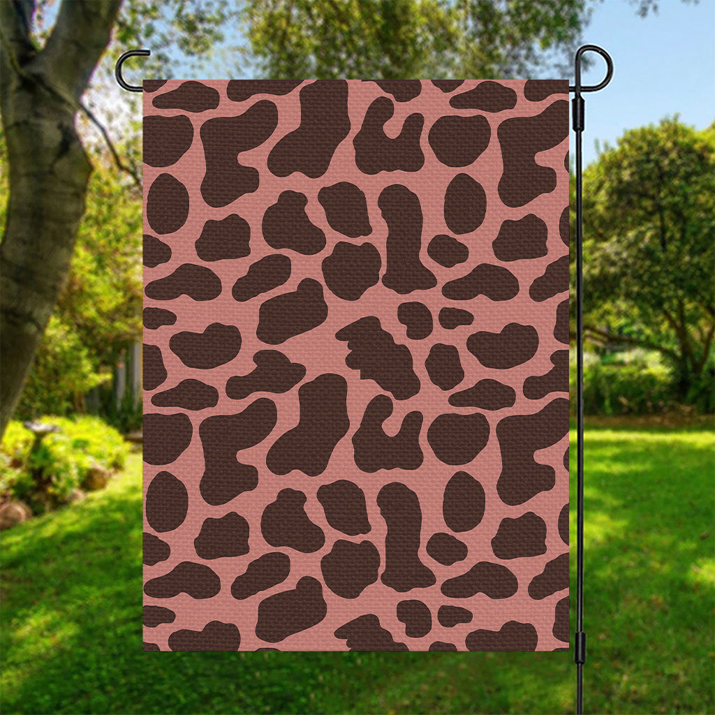 Red Brown Cow Print Garden Flag