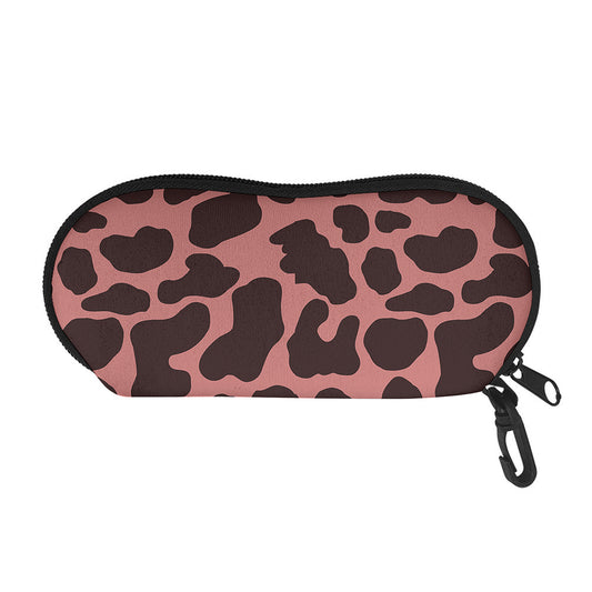 Red Brown Cow Print Glasses Case
