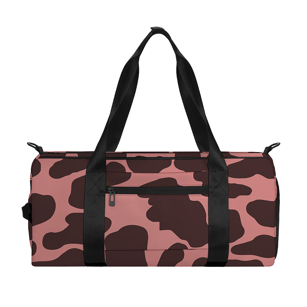 Red Brown Cow Print Gym Bag