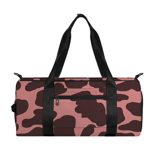 Red Brown Cow Print Gym Bag