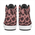 Red Brown Cow Print High Top Leather Sneakers