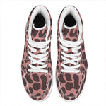 Red Brown Cow Print High Top Leather Sneakers