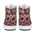 Red Brown Cow Print High Top Leather Sneakers
