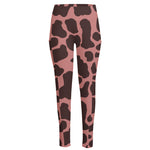 Red Brown Cow Print High-Waisted Pocket Leggings