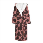 Red Brown Cow Print Hooded Bathrobe