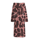 Red Brown Cow Print Hooded Bathrobe