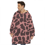 Red Brown Cow Print Hoodie Blanket