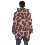 Red Brown Cow Print Hoodie Blanket