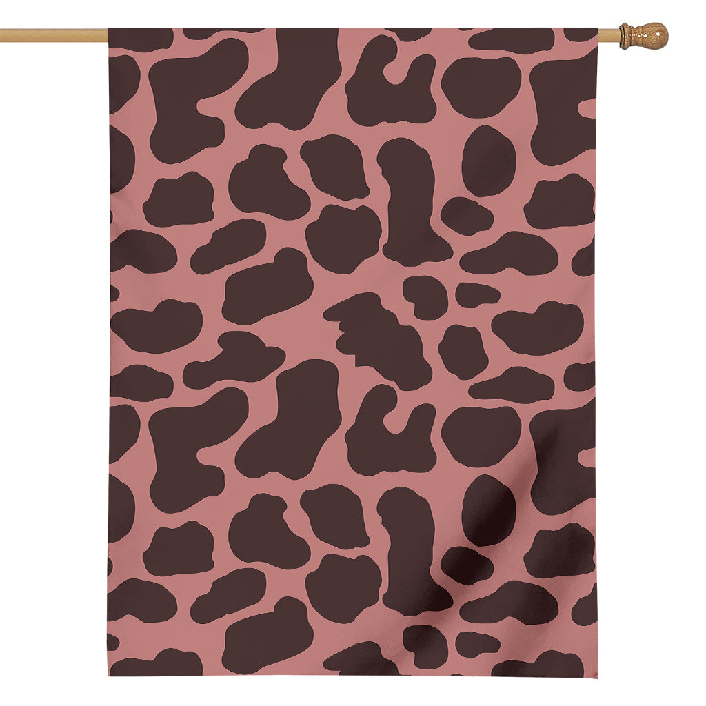 Red Brown Cow Print House Flag
