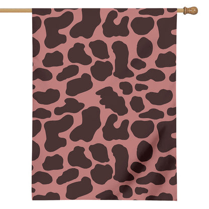 Red Brown Cow Print House Flag