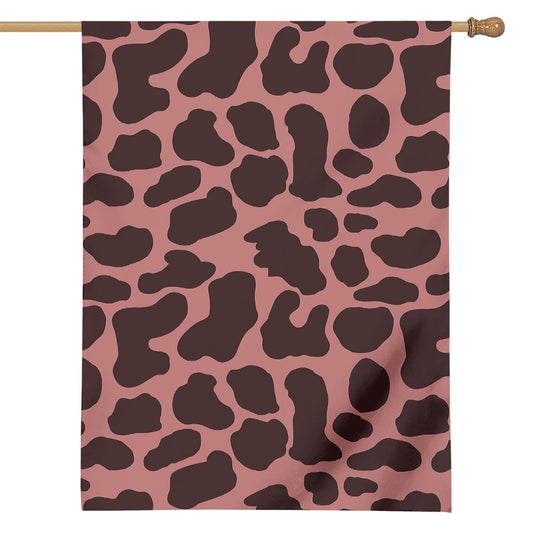 Red Brown Cow Print House Flag