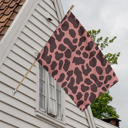 Red Brown Cow Print House Flag
